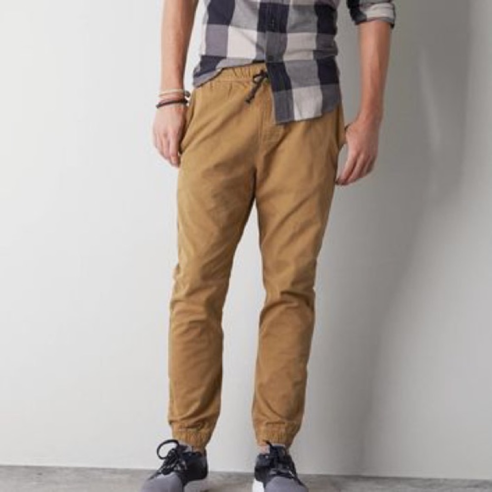 Khaki coloured joggers from American Eagle